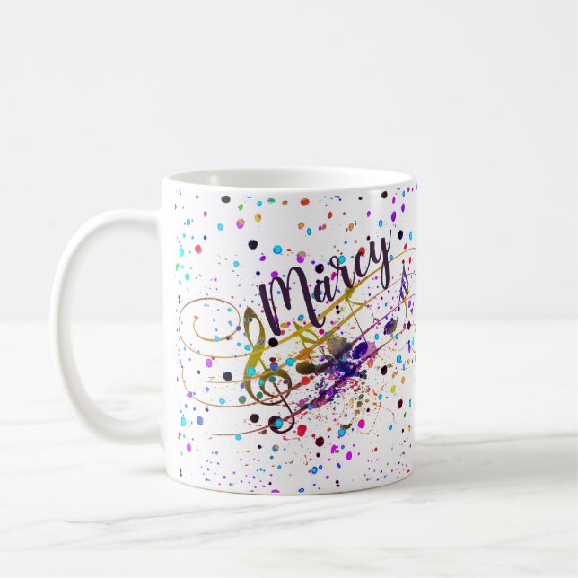 Personalised Colourful music splatter Coffee Mug (Left)