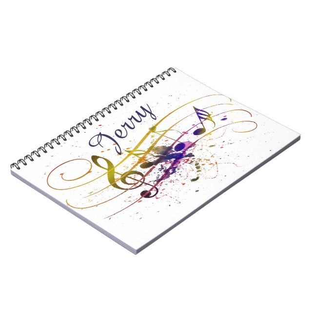 Personalised Colourful music splatter Notebook (Left Side)