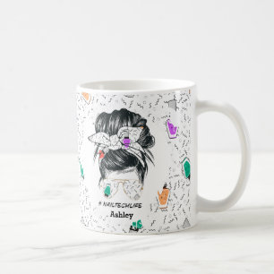 Personalised Colourful Nail Tech Life Fun Coffee Mug