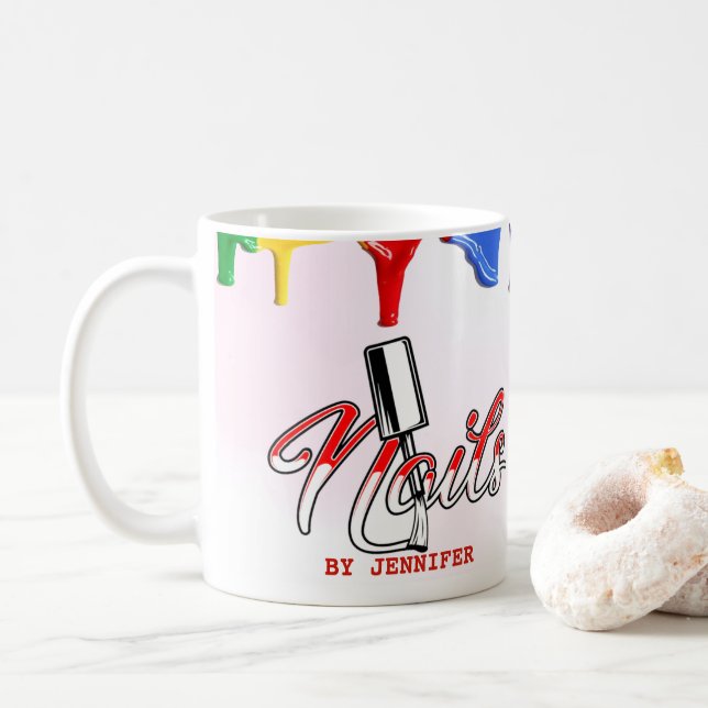 Personalised Colourful Nail Tech Mug (With Donut)