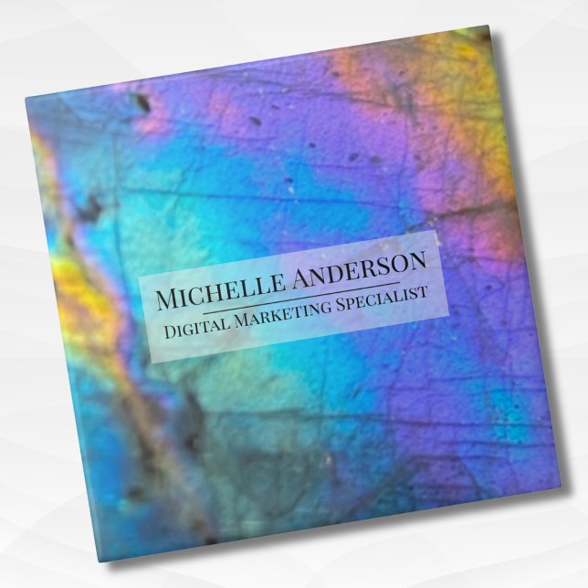 Personalised Colourful Name Tile (Trendy Labradorite Crystal Stone Family Name ceramic tile)