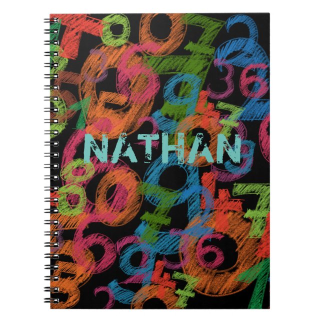Personalised Colourful Numbers Graffiti Notebook (Front)