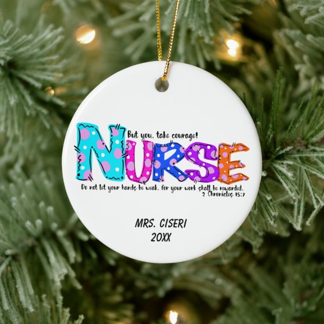 Personalised Colourful  Nurse Saying Ceramic Tree Decoration (Tree)