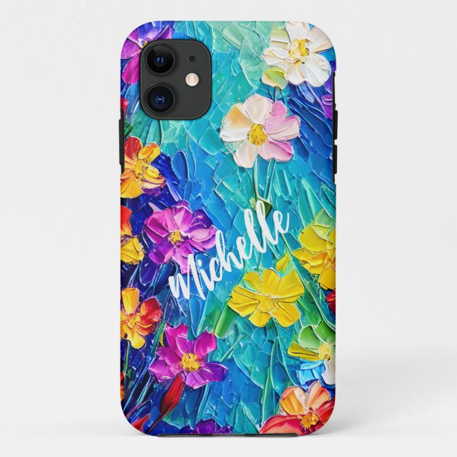 Personalised Colourful Oil Painting Flowers Case-Mate iPhone Case (Back)