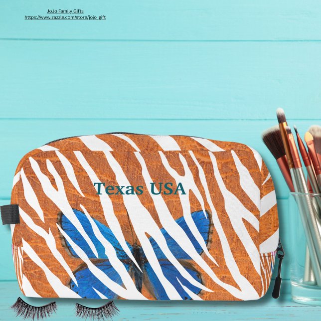 Personalised colourful orange background Butterfly Dopp Kit (Creator Uploaded)