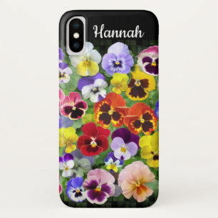 Personalised Colourful  Pansies Custom Text iPhone X Case