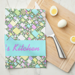 Personalised Colourful Pastel Mini Boxes Abstract Tea Towel