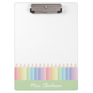 Personalised Colourful Pencil Rainbow Teacher Clipboard