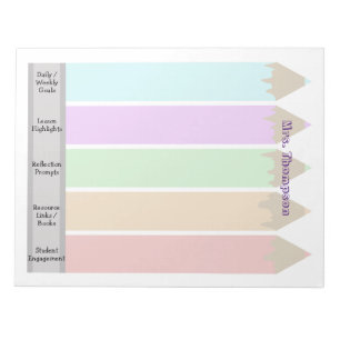 Personalised Colourful Pencils Teacher's Notepad