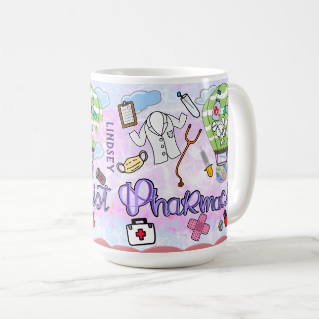 Personalised Colourful Pharmacist Coffee Mug (Front Right)