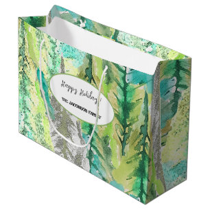Personalised Colourful Pine Tree Watercolour Large Gift Bag
