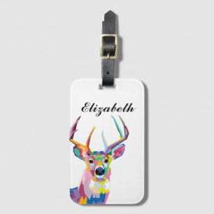 Personalised Colourful Pop Art Deer Luggage Tag