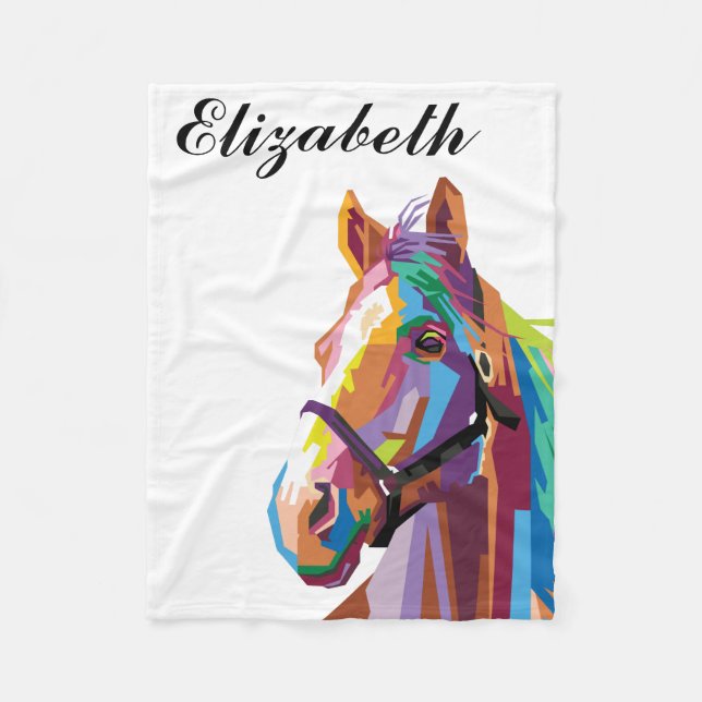 Personalised Colourful Pop Art Horse Fleece Blanket (Front)