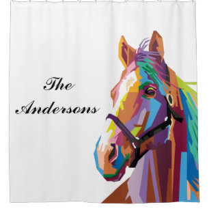 Personalised Colourful Pop Art Horse Shower Curtain