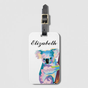 Personalised Colourful Pop Art Koala Luggage Tag