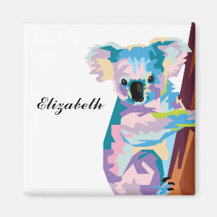 Personalised Colourful Pop Art Koala Magnet