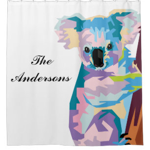 Personalised Colourful Pop Art Koala Shower Curtain