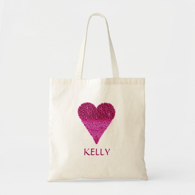 Personalised Colourful Purple Heart Tote Bag (Front)