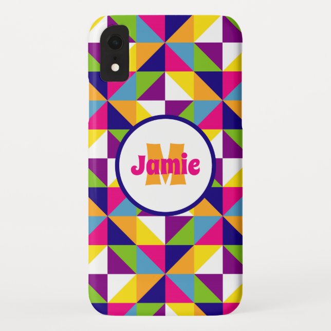 Personalised Colourful Quilted Look Triangles 2 Case-Mate iPhone Case (Back)