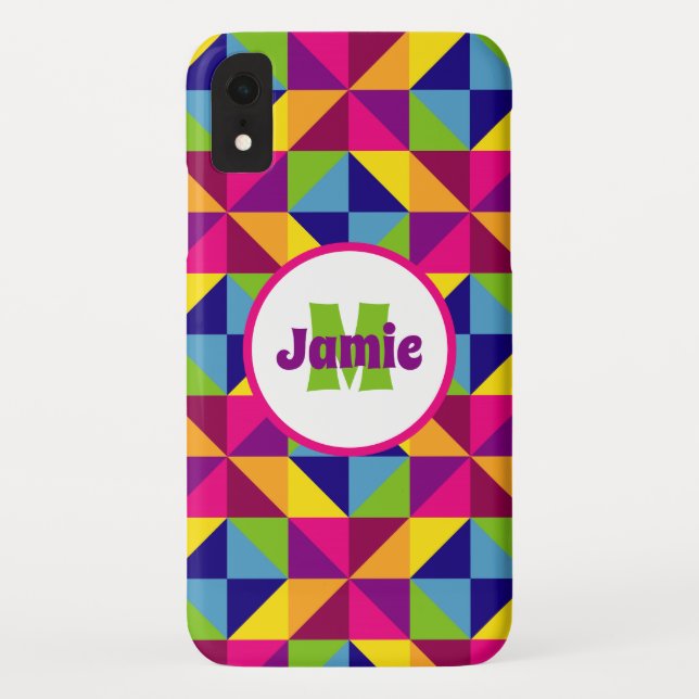 Personalised Colourful Quilted Look Triangles Case-Mate iPhone Case (Back)