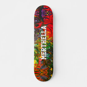 Personalised Colourful Red Abstract Skateboard