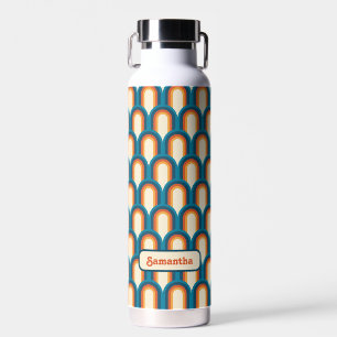 Personalised Colourful Retro Arch Rainbow Pattern Water Bottle