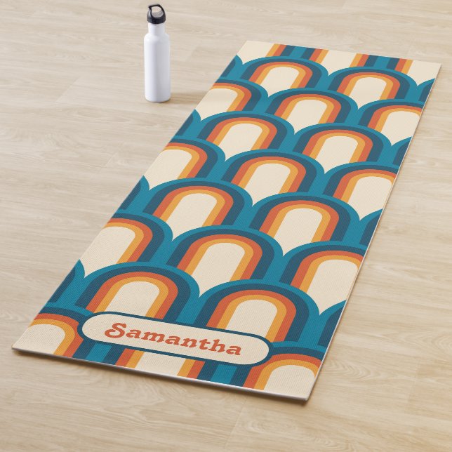 Personalised Colourful Retro Arch Rainbow Pattern  Yoga Mat (In Situ)