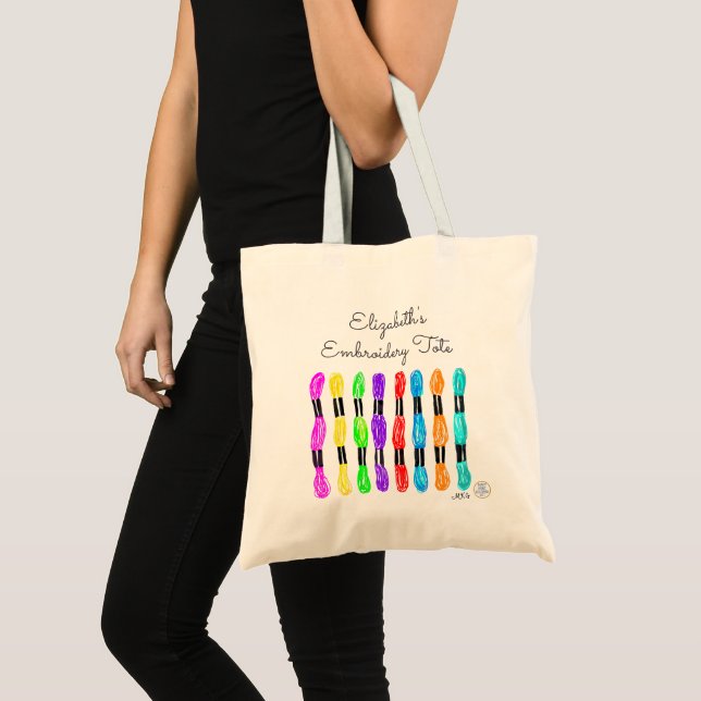 Personalised Colourful Retro Embroidery Floss  Tote Bag (Front (Product))