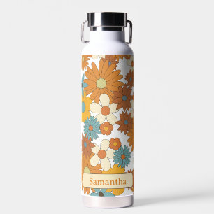 Personalised Colourful Retro Flower Pattern  Water Bottle