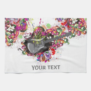 Personalised Colourful retro music guitar towel