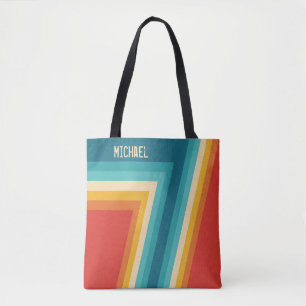 Personalised Colourful Retro Stripes - 70s, 80s  Tote Bag