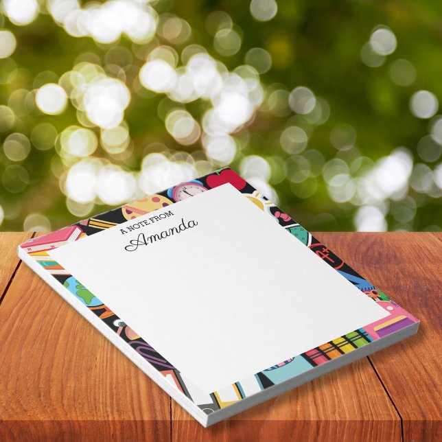 Personalised Colourful School Supplies Teacher Notepad (Creator Uploaded)