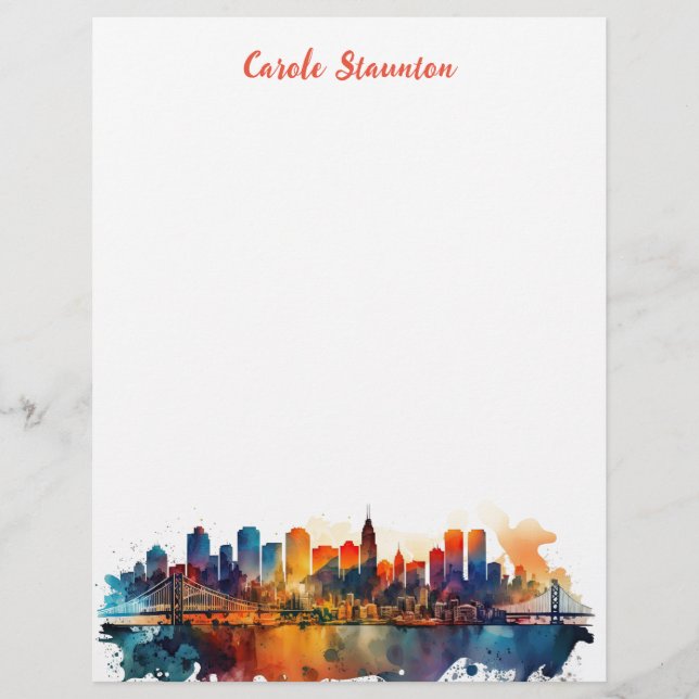 personalised colourful skyline stationery custom letterhead (Front)