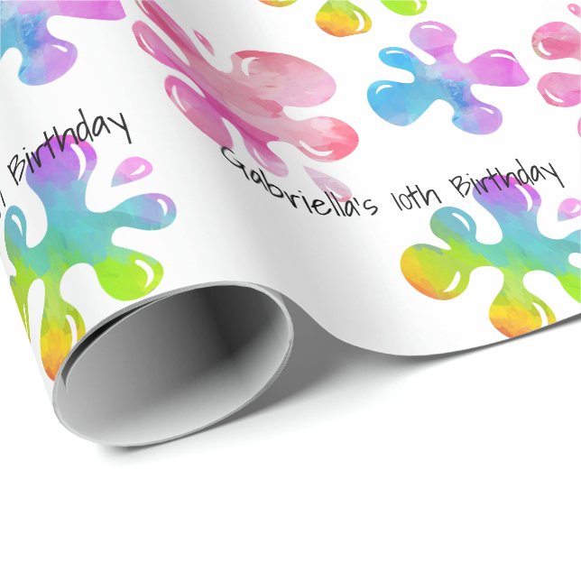 Personalised Colourful Slime Birthday Gift Wrap (Roll Corner)