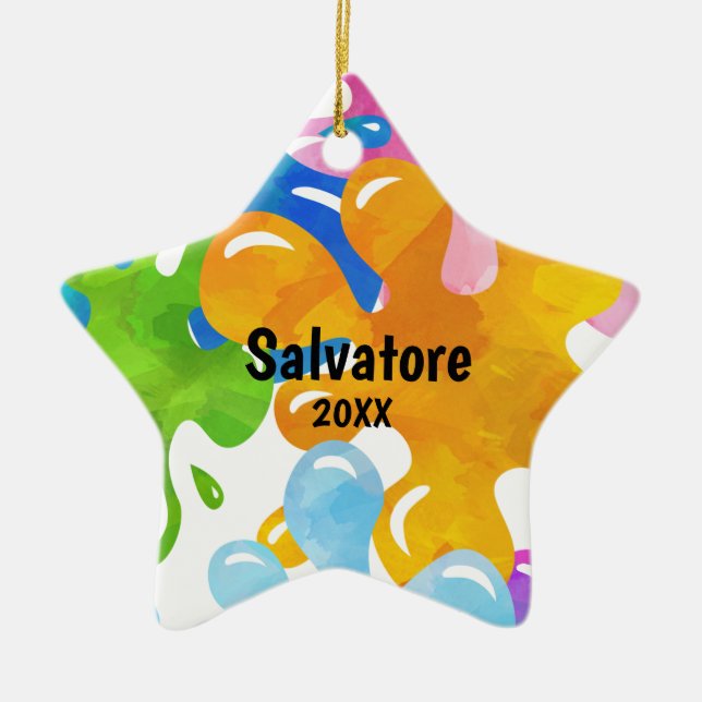 Personalised Colourful Slime Christmas Ornament (Front)