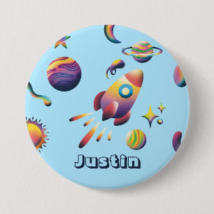 Personalised Colourful Space Planets Back to Schoo 7.5 Cm Round Badge