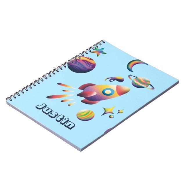 Personalised Colourful Space Planets Back to Schoo Notebook (Left Side)