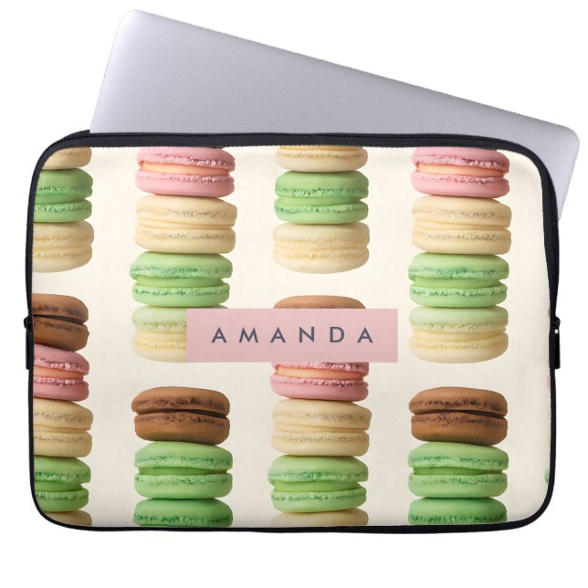 Personalised Colourful Stacked Macaron Pattern Laptop Sleeve (Front)
