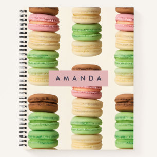 Personalised Colourful Stacked Macaron Pattern Notebook