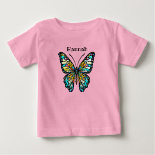 Personalised Colourful Stained Glass Butterfly Baby T-Shirt