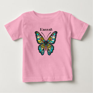 Personalised Colourful Stained Glass Butterfly Baby T-Shirt