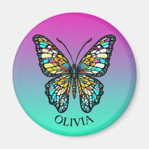 Personalised Colourful Stained Glass Butterfly Magnet