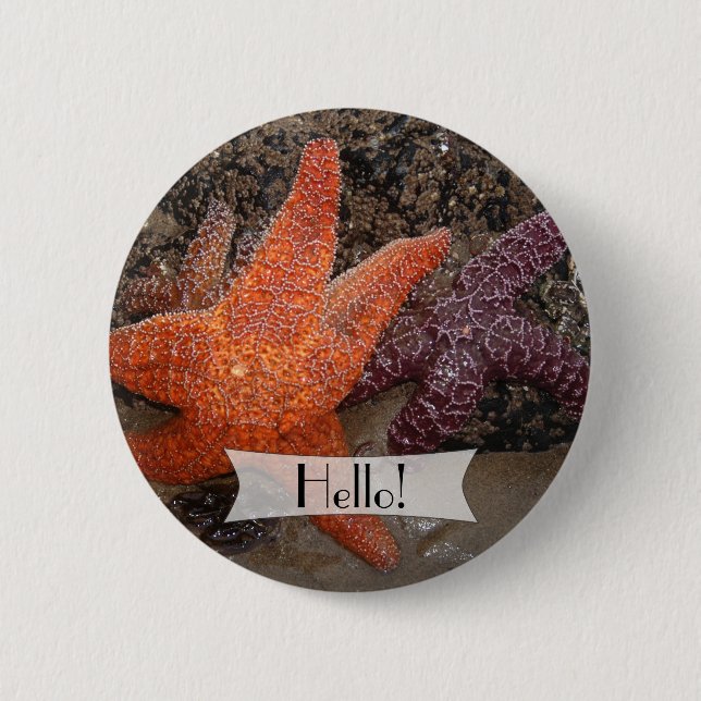 Personalised Colourful Starfish/Sea Star Photo 1 6 Cm Round Badge (Front)