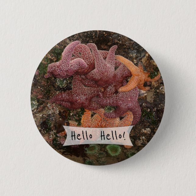 Personalised Colourful Starfish/Sea Star Photo 5 6 Cm Round Badge (Front)