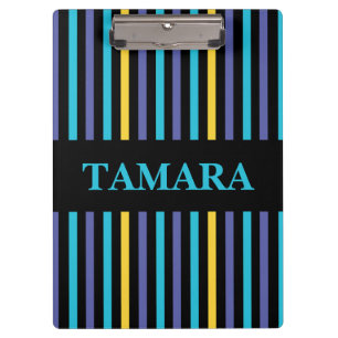 Personalised Colourful Stripes Pattern Clipboard