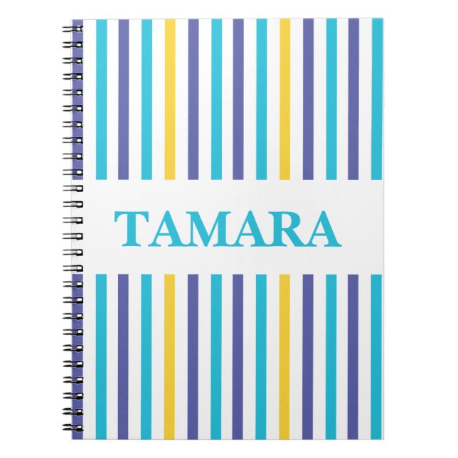 Personalised Colourful Stripes Pattern Notebook (Front)