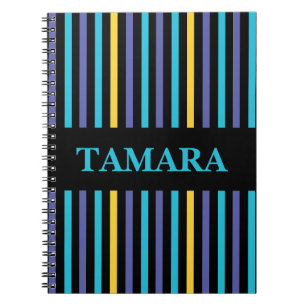 Personalised Colourful Stripes Pattern Notebook