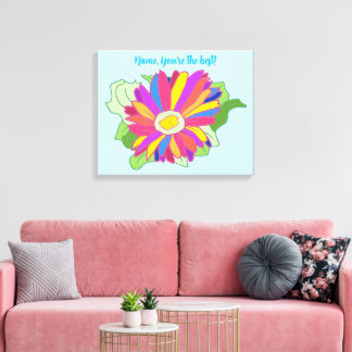 Personalised, Colourful Sunflower Autograph Canvas Print
