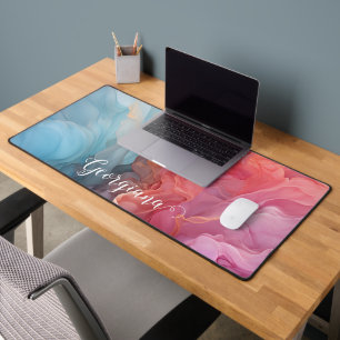 Personalised Colourful Sunset on Sea Alcohol Ink Desk Mat