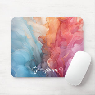 Personalised Colourful Sunset on Sea Alcohol Ink Mouse Mat